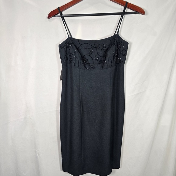 Dresses & Skirts - Vintage‎ Hugo Buscati Black Mini Dress Y2K Dress Size 4P 2000s Beaded Embellish